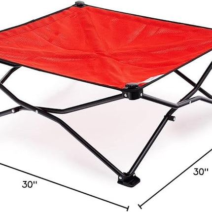 Coolaroo On-The-Go Elevated Dog Bed - Foldable Pop-Up Travel Dog Bed with Breathable, Moisture-Resistant Fabric, Carry Bag Included, Lightweight & Portable, Red, Medium