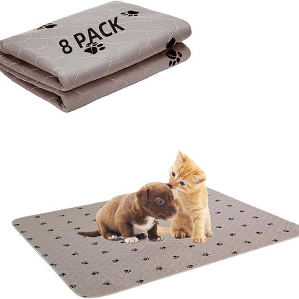 PUPTECK Washable Pee Pads for Dogs - 8 Packs Waterproof Reusable Puppy Potty Training Pads Whelping Mat 18" x 24”- Fast Absorption Non-Slip Pet Food Feeding Mat - Pad for Small Animals