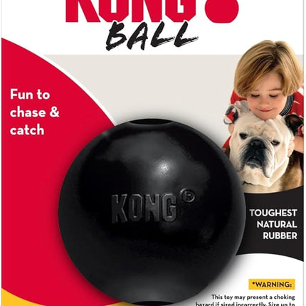 KONG Extreme Ball with Hole - Fetch Toy - Durable Dog Toy for Training, Interactive Playtime & More - Natural KONG Extreme Rubber Ball - Black - For Small Dogs