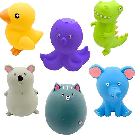 Jalousie 4 Inch Latex Dog Squeaky Toys, Soft Rubber Chew Toy, Animal Ball for Puppy Small Medium Pets (5 Pack)