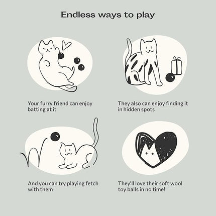 MEOWFIA Wool Ball Toys - 6-Pack of Safe for Cats and Small Dogs Balls - 2 Inch Felted Wool Cat Toy and Dog Toy - Perfect with Cat Cave - Silent - Mini Tennis Balls - (2in/Pink)