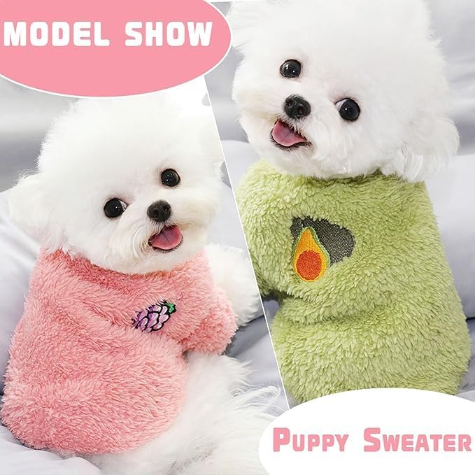 2 Pieces Dog Sweaters for Small Dogs Girl Sweater Winter Warm Puppy Clothes Fleece Chihuahua Sweater Cute X-Small Dog Clothes for Girls Cat Clothes XXL