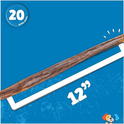 Jack&Pup Gullet Jerky Chew for Small Dogs | Single Ingredient Dog Treats with Glucosamine for Natural Joint Support (12" Gullet Sticks 20pk)