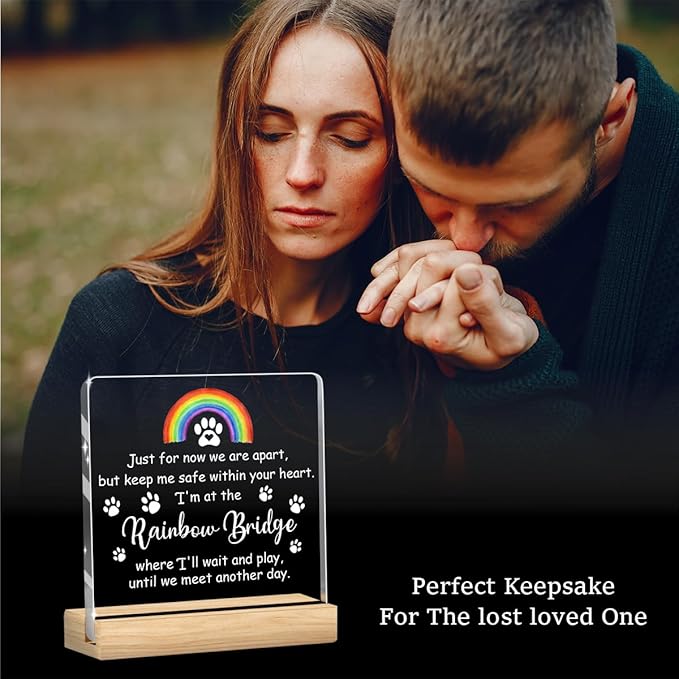 Pet Memorial Gifts,Rainbow Bridge Dog Memorial Gifts， Sympathy Gift for Loss of Dog Cat, Pet Memorial Acrylic Rainbow Bridge Decorations Condolences Gifts for Pet Loss Remembrance Keepsake A03