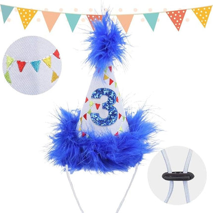 BINGPET Dog Birthday Party Supplies,Dog Birthday Hat Bandana Set,Soft Birthday Boy Triangle Scarf and Number Hat, Cute Birthday Party Supplies with 0-8 Figures for Small Medium Large Dogs Pets