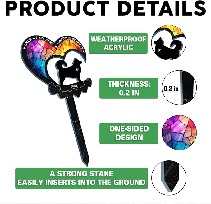 Pawfect House Dog Memorial Gifts for Loss of Dog, Personalized Pet Memorial Gifts for Dogs, Custom Stain Glass Style Acrylic Garden Stake, Pet Loss Sympathy Gift, Pet Grave Markers Outdoor