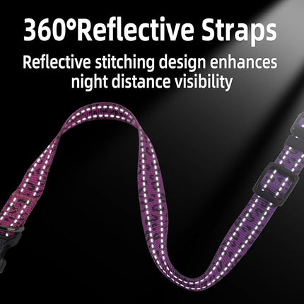 Roses&Poetry Small Dog Collar, Cute Leopard Style Adjustable Reflective Puppy Collars Durable Pet Collars for Small Medium Large Dogs(Rose-Leopard S)