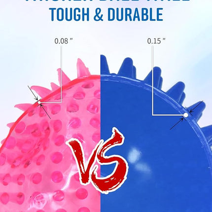 4.5” Heavy Duty Squeaky Dog Balls for Medium Large Dogs, Dog Toys for Aggressive Chewers, Spike Ball Toys for Clean Teeth and Training(2 Pack) (4.5" red and Blue)