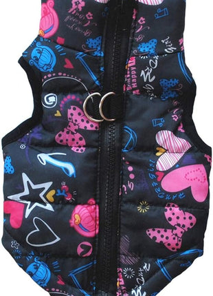 Winter Dog Vest Warm Coat for Dogs: Waterproof & Windproof; Perfect for Small Medium Dogs in Cold Weather; Hearts Print