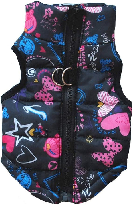 Winter Dog Vest Warm Coat for Dogs: Waterproof & Windproof; Perfect for Small Medium Dogs in Cold Weather; Hearts Print