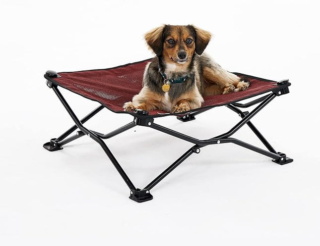 Coolaroo On-The-Go Elevated Dog Bed - Foldable Pop-Up Travel Dog Bed with Breathable, Moisture-Resistant Fabric, Carry Bag Included, Lightweight & Portable, Brick, Standard