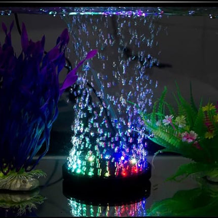 4.92 inch 12 LEDs Fish Tank Light, Bubbler Stone, LED Aquarium Lights, Air Stone Disk, Submersible Fish Tank Aquarium Decorations Accessories, Underwater Round Small Bubbles Lamp for air Pump