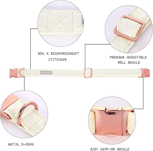 Lionet Paws Bowtie Dog Collar - Comfortable Silk Dog Collar with Detachable Bow Tie for Large Dogs, Neck 16-24 Inches