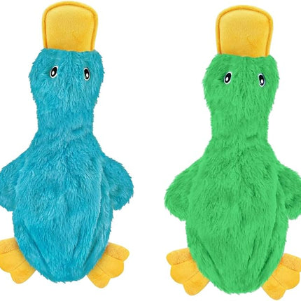 Best Pet Supplies Squeaky Dog Toys with Soft Durable Fabric for Small, Medium and Large Pets Interactive Toy for Indoor Play, Supports Active Biting and Play - Crinkle Duck (Light Green & Turquoise)