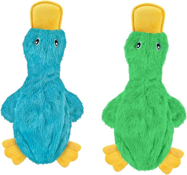 Best Pet Supplies Squeaky Dog Toys with Soft Durable Fabric for Small, Medium and Large Pets Interactive Toy for Indoor Play, Supports Active Biting and Play - Crinkle Duck (Light Green & Turquoise)
