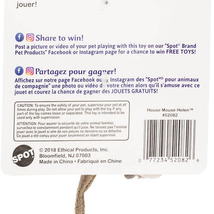 SPOT House Mouse Helen Cat Toy with Catnip – Lifelike Plush Mouse, Crinkle Sound, 4in Small Size for Kittens and Cats, Batting, Chasing, Playing – Assorted Colors