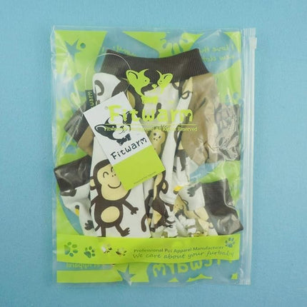 Fitwarm Monkey Dog Pajamas, Cute Dog Clothes for Small Dogs Boy Girl, Pet Onesie Clothing, 100% Breathable Cotton, Brown, XS