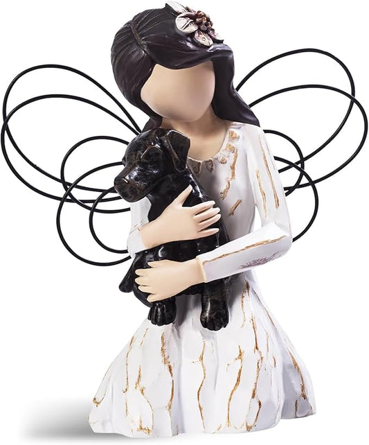 Loss of Dog Sympathy Gift, Dog Memorial Gifts, Angel Figurine, Remembrance Keepsake, Pet Sympathy Gift(Black)