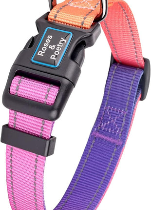 Roses&Poetry Reflective Dog Collar with Gradient Mistyrose, Adjustable Durable Pet Collars for Small Medium Large Dogs (Mistyrose-XS)