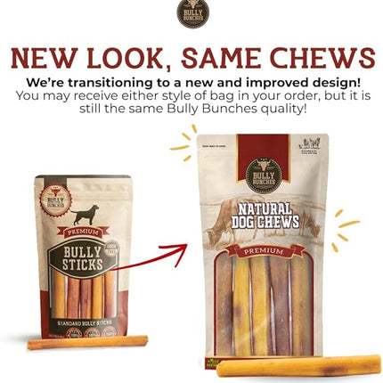 Bully Bunches Premium 6 Inch Thick Odour-Free Bully Sticks for Small & Medium Dogs - Long Lasting Chews for Oral Care - All Natural & Single Ingredient, 100% Beef Dog Treat, Rawhide Alternative (5 Pk)
