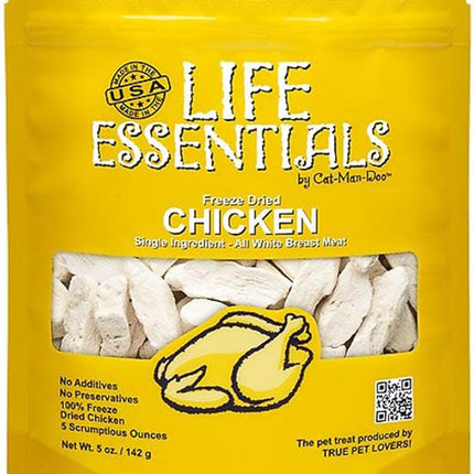 LIFE ESSENTIALS BY CAT-MAN-DOO All Natural Freeze Dried Chicken for Dogs & Cats - No Fillers, Preservatives, or Additives - Grain Free Tasty Treat - 5 Oz Bag - Made in USA