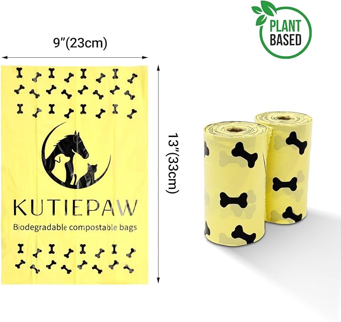 Dog Poop Bag Rolls - 300 Bags - Lemon Scented Compostable Puppy Poop Bags - Corn Starch Blend - Biodegradable & Leak Proof Extra Thick Dog Waste Bags - Poop Bags for Dogs Pet Supplies