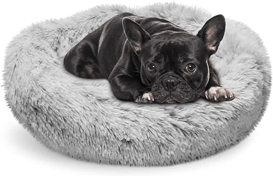 Whiskers & Friends Cat Bed Dog, Cat Beds for Indoor Cats Washable, Orthopedic Soft Fluffy Round Calming Pet Bed for Small to Large Kitty Kittens & Dogs, Small Dog Beds & Furniture