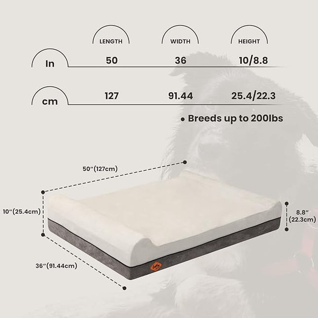 Laifug Orthopedic Memory Foam Dog Bed Extra Large Dog Bed with Pillow and Durable Water Proof Liner & Removable Washable Cover & Smart Design(Dark Grey)