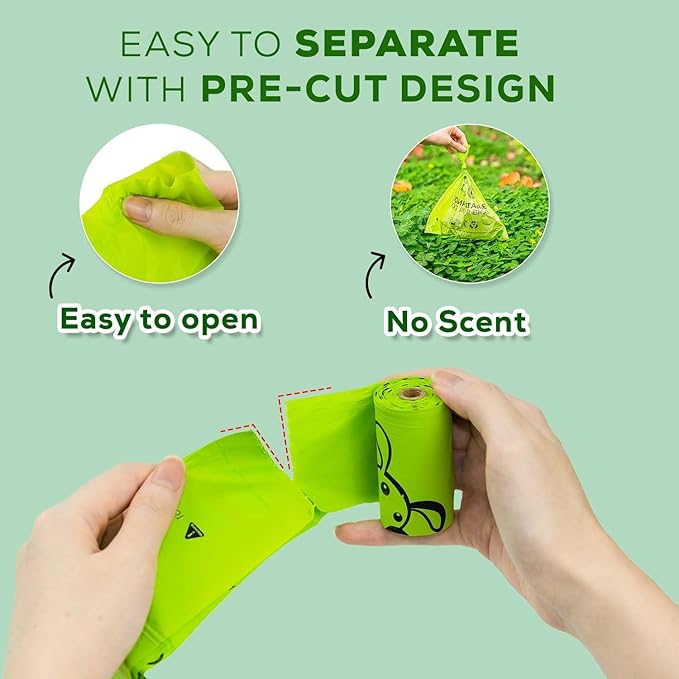 ANECO 100% Certified Home Compostable Dog Poop Bags (135 Count/9 Rolls), Large Poop Bags for Dogs & Cats, Extra Strong & Leak-proof Pet Waste Bags, California