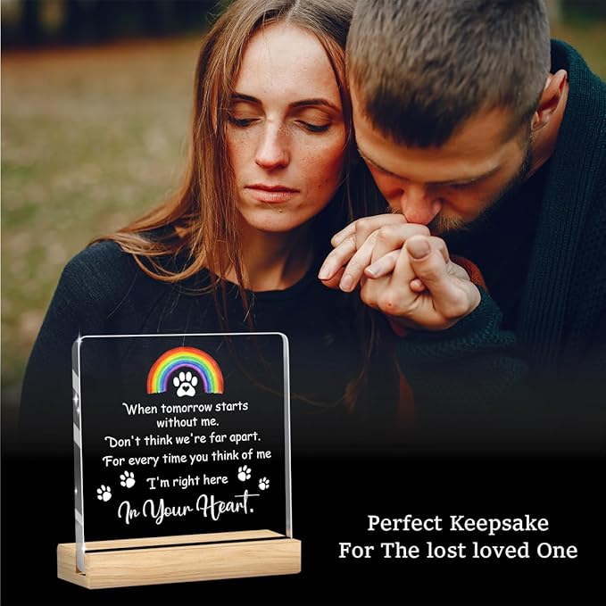 Pet Memorial Gifts,Rainbow Bridge Dog Memorial Gifts， Sympathy Gift for Loss of Dog Cat, Pet Memorial Acrylic Rainbow Bridge Decorations Condolences Gifts for Pet Loss Remembrance Keepsake A04