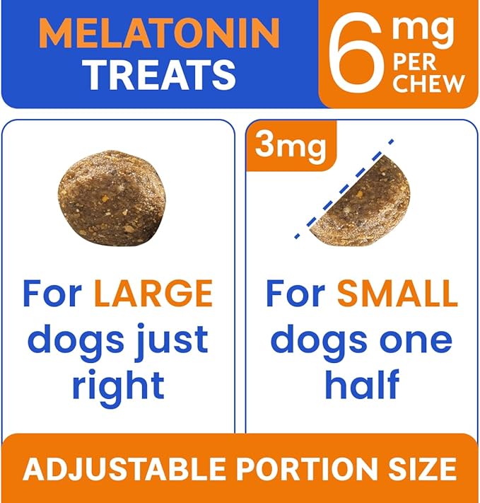 (MAX Strength) Melatonin for Dogs to Sleep & Anxiety Aid - Medium & Small Breeds - 6mg Doggie Sleeping Pills - 120 Treats