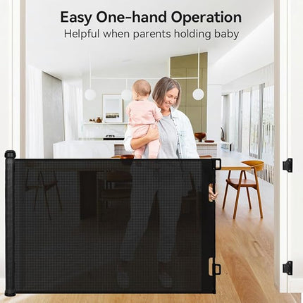 COMOMY 118" Retractable Baby Gates Extra Wide, Retractable Dog Gate for Large Openings, Extra Long Dog Gates for The House, Extra Large Mesh Pet Gate for Stairs, Doorways, Hallways, Indoor&Outdoor