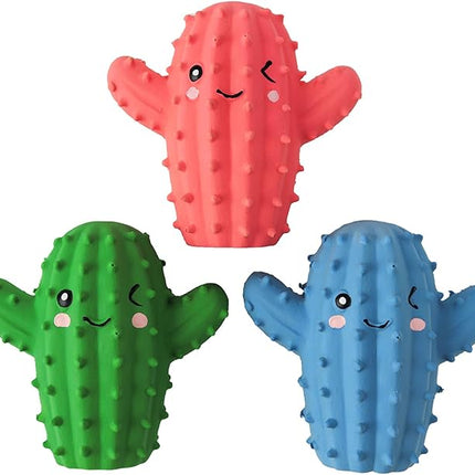 Squeaky Dog Toys for Medium Dogs, Soft Latex Rubber Cactus Dog Ball, Cute Bounce Squeak Pet Toy