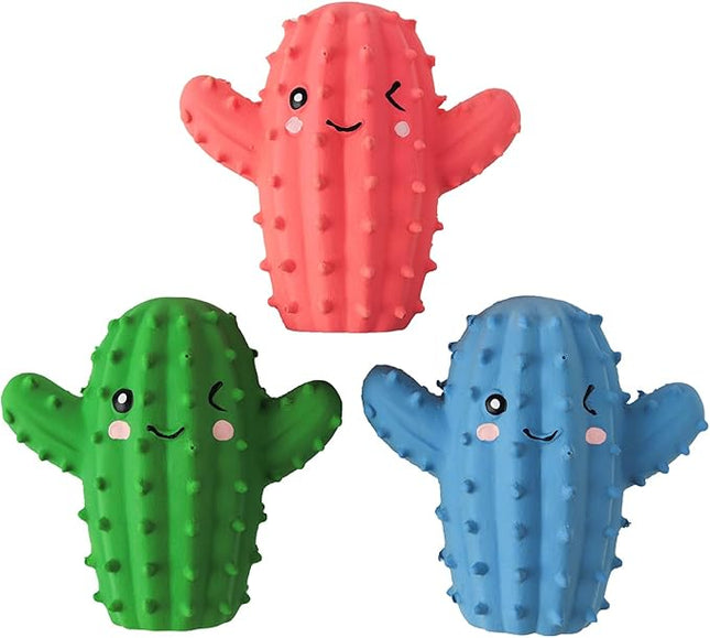 Squeaky Dog Toys for Medium Dogs, Soft Latex Rubber Cactus Dog Ball, Cute Bounce Squeak Pet Toy