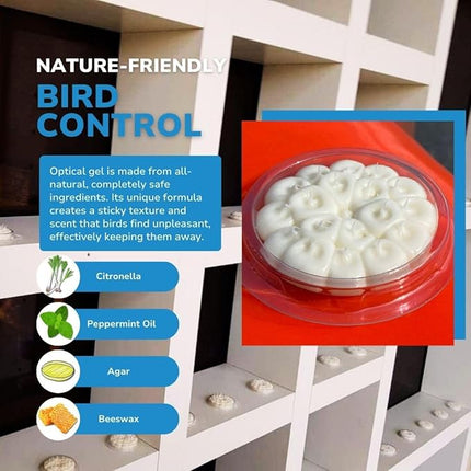 Bird Barrier Optical Gel 24 Pack | Natural Multisensory Bird Deterrent | Easy Installation | Discreet Appearance | Long-Lasting Solution | Repels Birds on Roofs, Beams Signs, Soffits, Ledges, and More