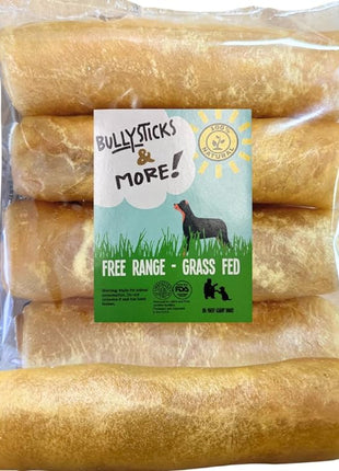 BULLYSTICKS & MORE 6 Inch Beef Collagen Rolls for Dogs (Extra Thick - 4 Count) - Bones for Dogs - Dog Parents Choice - No Hide Beef Cheek Rolls