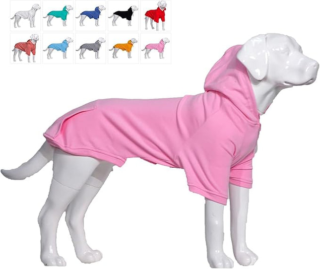 Lovelonglong Blank Basic Hoodie Sweatshirt for Dogs 100% Cotton Fits Small Medium Dachshund Large Dog Pink L