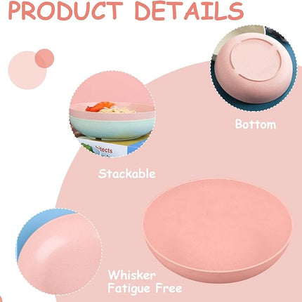 6-Pieces Whisker Fatigue Cat Bowl - 5.5 Inch Shallow Cat Food Dish Wide Cats Wet Feeding Bowls, PET Plate for Kittens and Short Legged Cats (Type-A, 6Packs Plastic)