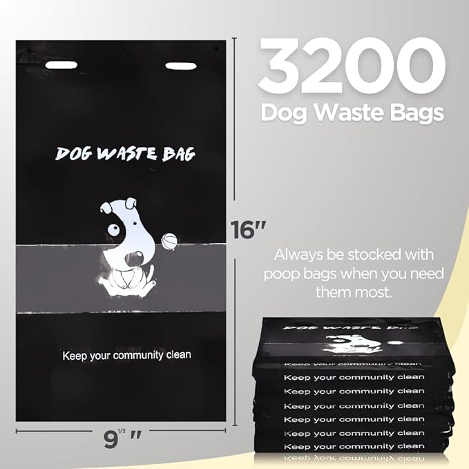The Original Poop Bags® Recycled Bulk Dog Waste Bags, Thick & Leak-Proof, Durable Pull-Strap Dog Poop Bags, 3,200 Count
