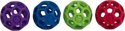JW Pet Hol-ee Roller Dog Toy Puzzle Ball, Natural Rubber, Mini (1.75 Inch Diameter), Colors May Vary