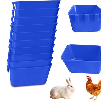Pack of 10 Cage Cups Birds Feeders Seed Bowl Chicken Feeding Watering Dish Rabbit Water Food Hanging Wire Cages Box 16 oz Coop Cups for Pet Parrot Parakeet Game Fowl Poultry Pigeon
