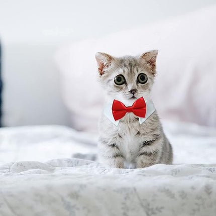 Dog Bowtie, KOOLMOX Tux Dog Collar for Weddings with Handcrafted Adjustable White Collar and Black Tie, Classic Neck Tie for Small to Medium Dogs Cats Puppies Valentine's Costumes