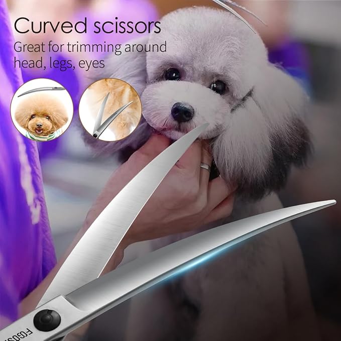 Professional Left Handed Curved Dog Grooming Scissors for Lefty Groomers 35° Arc Grooming Shears for Dogs Pet Cat Japanese 440C Sharp and Durable(7.0 in,Lefty)