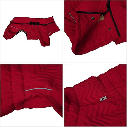 Lovelonglong Dog Coat, Red, S (Back 11", Chest 14.5"), Waterproof, Reflective, Windproof, Adjustable, Modern, Dog Winter, Small Medium Large Dogs, Cotton with Waterproof Outer Layer