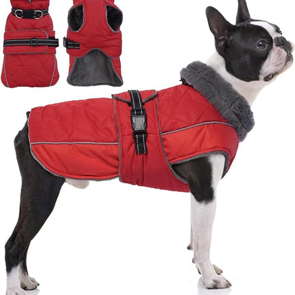 QBLEEV Warm Dog Jacket - Reflective, Adjustable Winter Coat with Turtleneck for Cold Weather, Waterproof Fleece Snowsuit for Small, Medium, Large Dogs