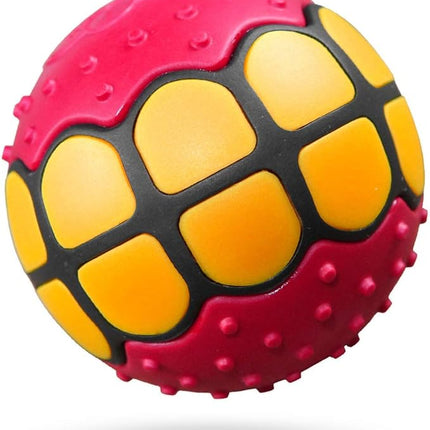 Dog Balls Toys - Squeaky Fetch Rubber Funny Ball Gifts for Large Medium Dogs (Pink Yellow)