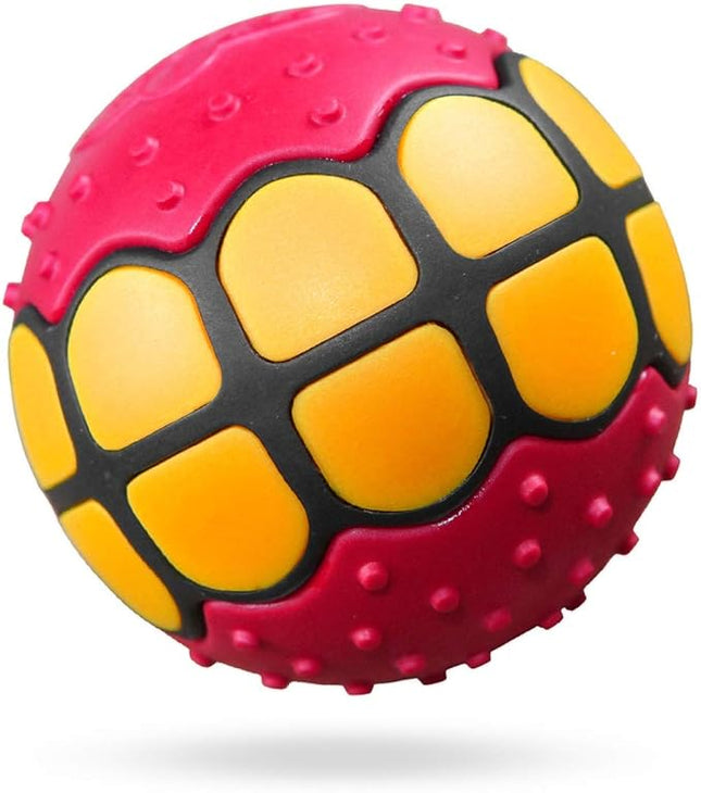 Dog Balls Toys - Squeaky Fetch Rubber Funny Ball Gifts for Large Medium Dogs (Pink Yellow)
