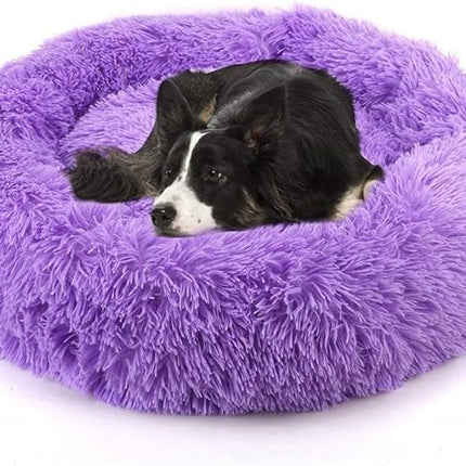 Large Cat Beds for Indoor Cats - Dog Beds for Small Medium Dogs, Large Cat Bed Washable 24 Inches, Anti Anxiety Round Fluffy Plush Faux Fur Pet Bed