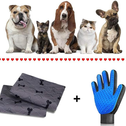 Washable Dog Pee Pads with Free Grooming Gloves,Non Slip Dog Mats with Great Urine Absorption,Reusable Puppy Pee Pads for Whelping,Potty,Training,Playpen