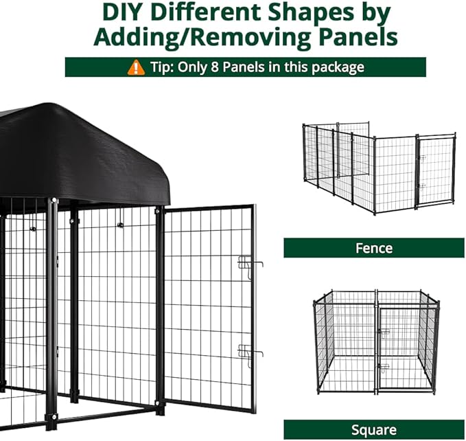 PawGiant Dog Kennel Outdoor, Dog House with Roof Waterproof Cover for Medium to Small Dog Outside 4ft x 4ft x 4.5ft, Pet Enclosures Crate Cage Playpen Run Indoor